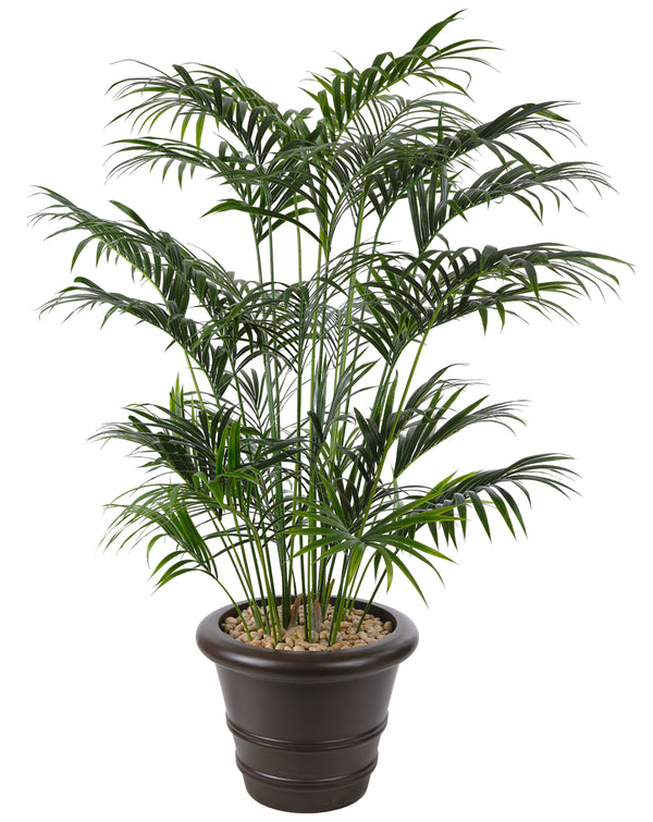 Palm Kentia Tree, in Ribbed Planter, Faux, 7′