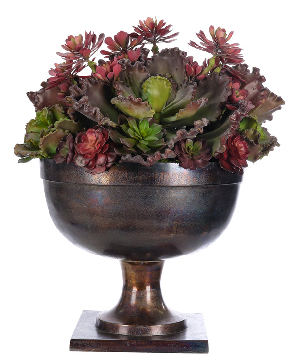 Succulent, Burgundy, Metal Urn Large 32″