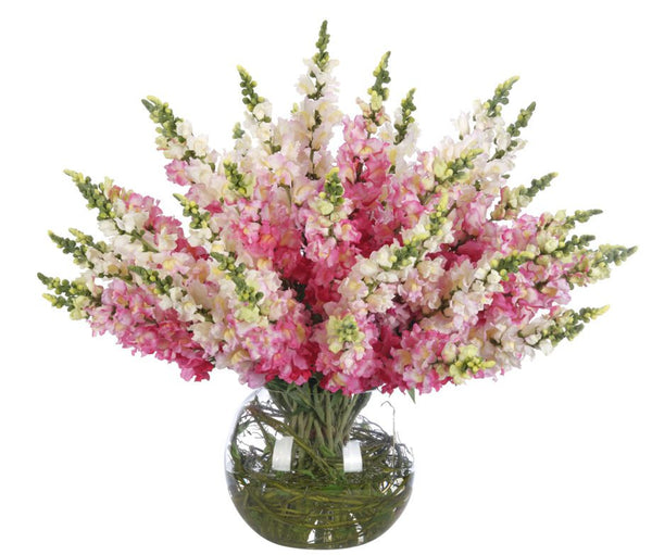 Snapdragon, Pink White, Glass Bubble 29″