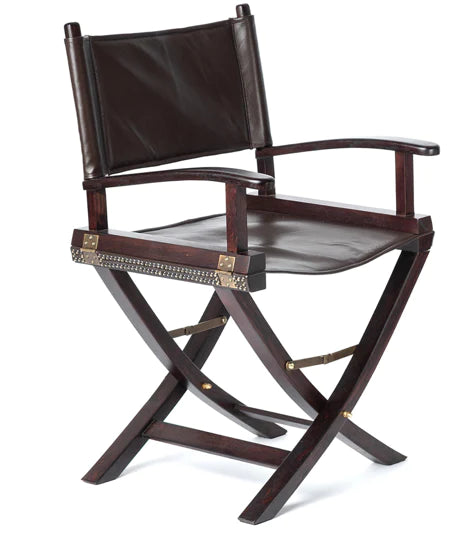 Safari Chair w/ Leather Back - Stained Oak