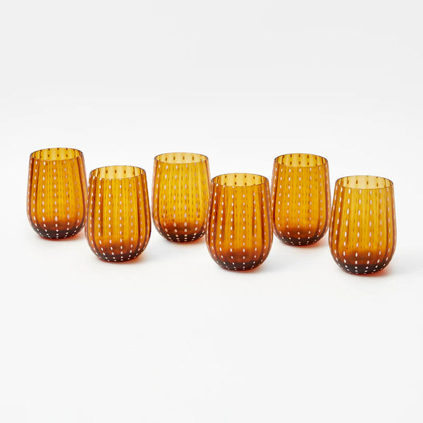 AMBER Speckle Water Glass - Set of 6