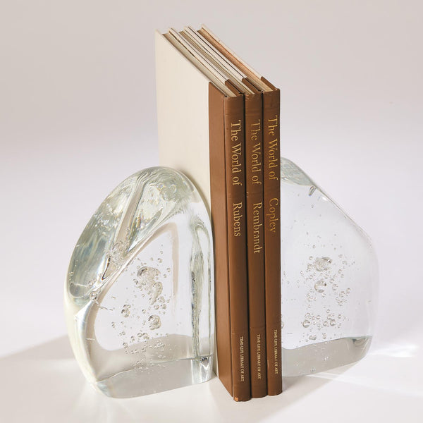 Chunk Bookends-Clear w/Bubbles