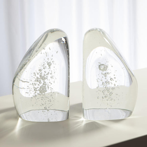 CHUNK Bookends - Clear w/Bubbles