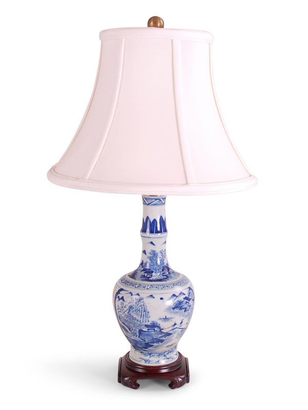 22″ BLUE AND WHITE CANTON GOURD LAMP