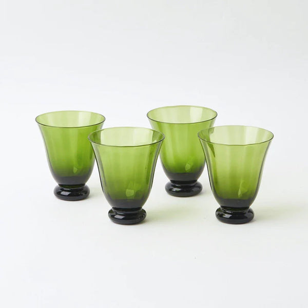 MOSS GREEN TULIP GLASSES (SET OF 4)