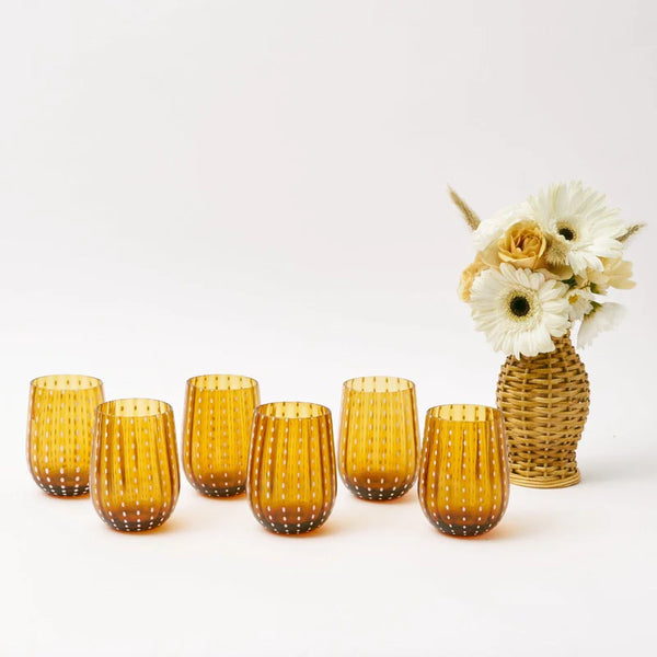 AMBER SPECKLE WATER GLASSES
