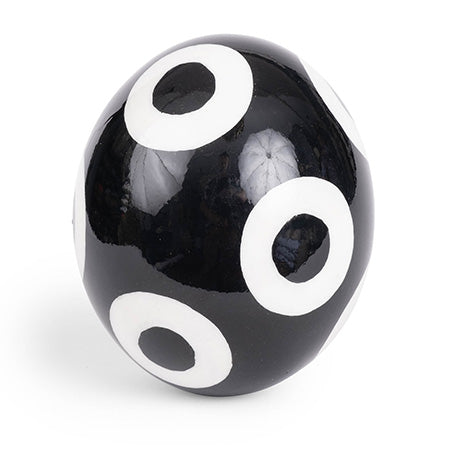 Ostrich Egg - Painted - Circles - Black/White