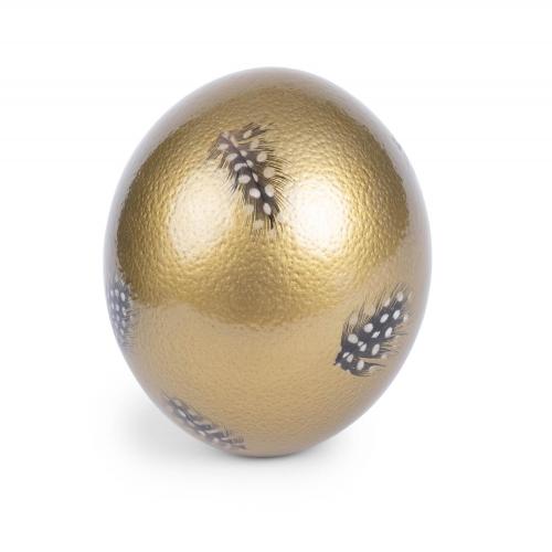 Ostrich Egg - Painted - Feather - Gold